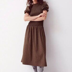 Daisy Street Brulée smocked midi dress chocolate espresso